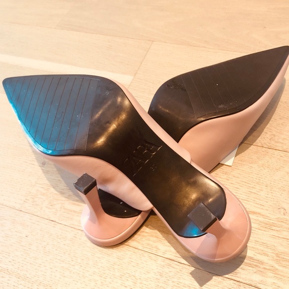 NWT Zara Light Pink Mid-Heel Mules - Picture 9 of 9